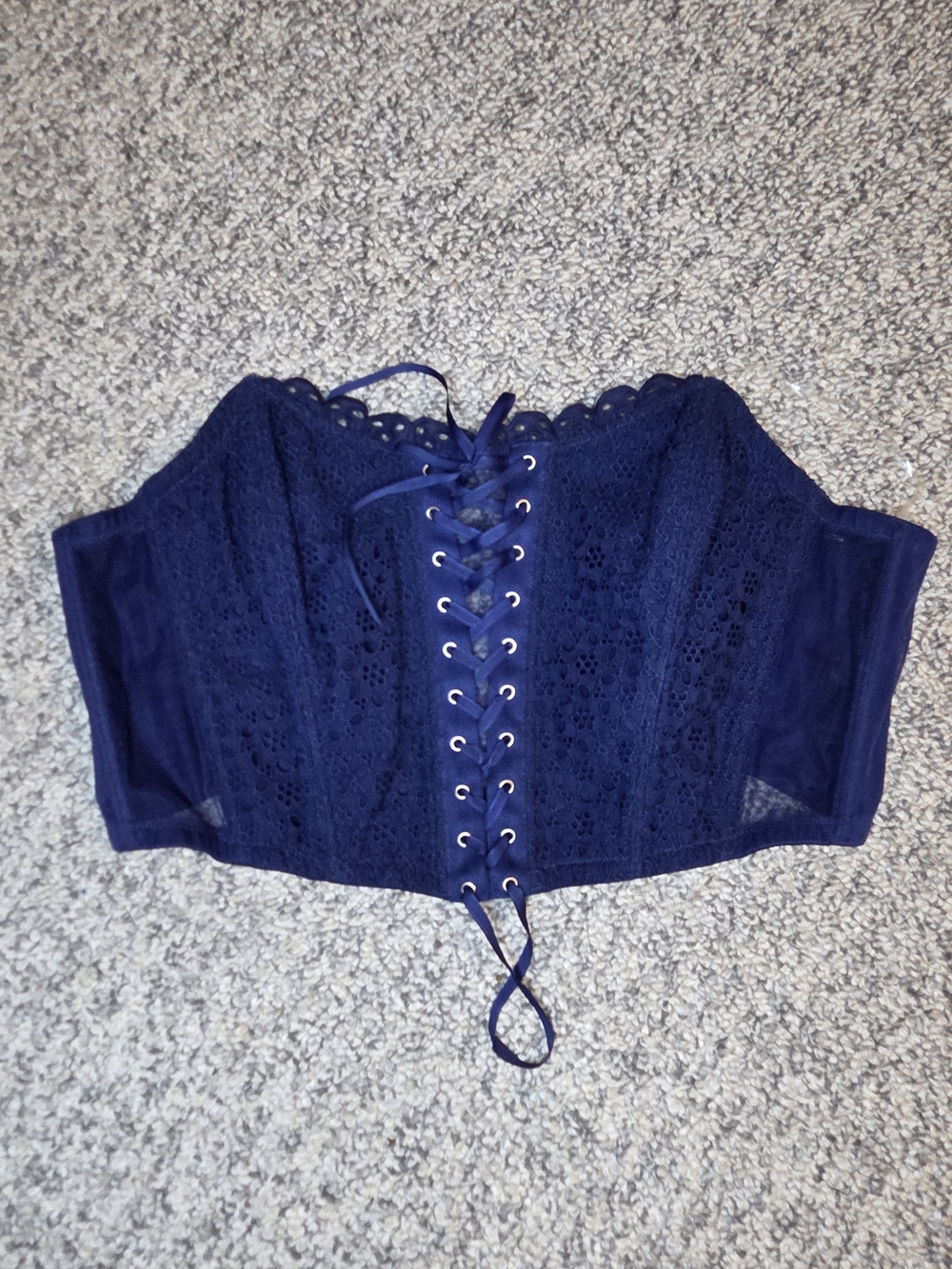 Victoria's Secret Navy Lace Strapless Corset Top